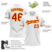 Load image into Gallery viewer, Custom White Red-Gold Performance Vapor Golf Polo Shirt