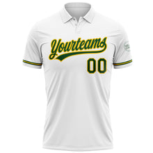 Load image into Gallery viewer, Custom White Green-Yellow Performance Vapor Golf Polo Shirt
