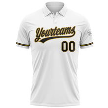 Load image into Gallery viewer, Custom White Black-Old Gold Performance Vapor Golf Polo Shirt