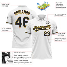 Load image into Gallery viewer, Custom White Black-Old Gold Performance Vapor Golf Polo Shirt