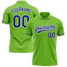 Load image into Gallery viewer, Custom Neon Green Royal-White Performance Vapor Golf Polo Shirt