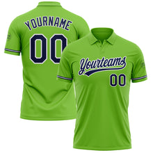 Load image into Gallery viewer, Custom Neon Green Navy-White Performance Vapor Golf Polo Shirt