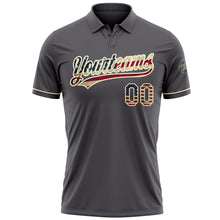 Load image into Gallery viewer, Custom Steel Gray Vintage USA Flag-Cream Performance Vapor Golf Polo Shirt