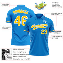 Load image into Gallery viewer, Custom Blue Yellow-White Performance Vapor Golf Polo Shirt