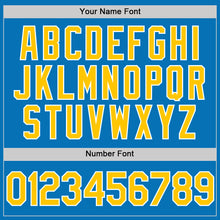 Load image into Gallery viewer, Custom Blue Yellow-White Performance Vapor Golf Polo Shirt