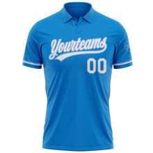 Load image into Gallery viewer, Custom Blue White-Light Blue Performance Vapor Golf Polo Shirt