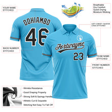 Load image into Gallery viewer, Custom Sky Blue Black-White Performance Vapor Golf Polo Shirt