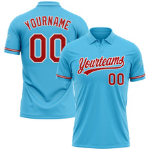 Load image into Gallery viewer, Custom Sky Blue Red-White Performance Vapor Golf Polo Shirt