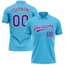 Load image into Gallery viewer, Custom Sky Blue Purple-White Performance Vapor Golf Polo Shirt