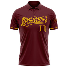 Load image into Gallery viewer, Custom Burgundy Yellow Performance Vapor Golf Polo Shirt