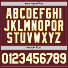 Load image into Gallery viewer, Custom Burgundy White-Yellow Performance Vapor Golf Polo Shirt