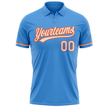Load image into Gallery viewer, Custom Powder Blue White-Orange Performance Vapor Golf Polo Shirt