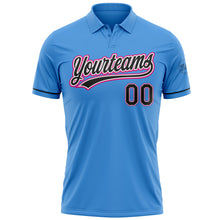Load image into Gallery viewer, Custom Powder Blue Black-Hot Pink Performance Vapor Golf Polo Shirt