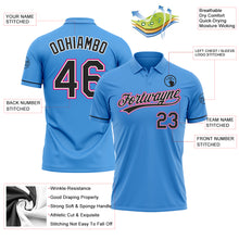 Load image into Gallery viewer, Custom Powder Blue Black-Hot Pink Performance Vapor Golf Polo Shirt