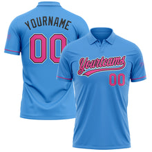 Load image into Gallery viewer, Custom Powder Blue Pink-Black Performance Vapor Golf Polo Shirt