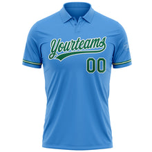Load image into Gallery viewer, Custom Powder Blue Kelly Green-White Performance Vapor Golf Polo Shirt