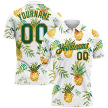 Load image into Gallery viewer, Custom White Kelly Green-Gold 3D Pattern Design Pineapples Performance Golf Polo Shirt