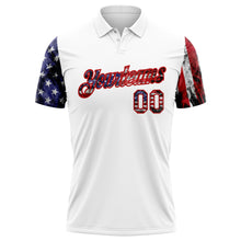 Load image into Gallery viewer, Custom White Red-Royal 3D American Flag Performance Golf Polo Shirt