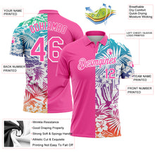 Load image into Gallery viewer, Custom Pink White 3D Pattern Design Tropical Palm Leaves Performance Golf Polo Shirt