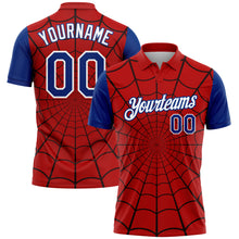 Load image into Gallery viewer, Custom Red Royal-White 3D Pattern Design Spider Web Performance Golf Polo Shirt