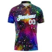 Load image into Gallery viewer, Custom Galactic White-Light Blue 3D Performance Golf Polo Shirt