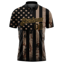 Load image into Gallery viewer, Custom Camo Black-Old Gold American Flag Performance Salute To Service Golf Polo Shirt