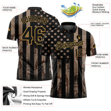 Load image into Gallery viewer, Custom Camo Black-Old Gold American Flag Performance Salute To Service Golf Polo Shirt