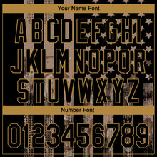 Load image into Gallery viewer, Custom Camo Black-Old Gold American Flag Performance Salute To Service Golf Polo Shirt