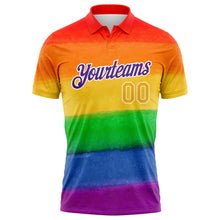 Load image into Gallery viewer, Custom Rainbow Gold-Purple 3D Pattern Design Pride Month Love Is Love LGBT Performance Golf Polo Shirt