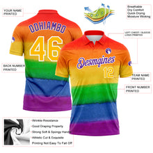 Load image into Gallery viewer, Custom Rainbow Gold-Purple 3D Pattern Design Pride Month Love Is Love LGBT Performance Golf Polo Shirt