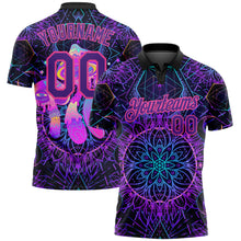 Load image into Gallery viewer, Custom Black Purple Pink 3D Pattern Design Magic Mushrooms Over Sacred Geometry Psychedelic Hallucination Performance Golf Polo Shirt