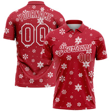 Load image into Gallery viewer, Custom Red White 3D Christmas Snowflakes Performance Golf Polo Shirt