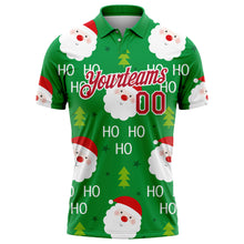 Load image into Gallery viewer, Custom Kelly Green Red-White 3D Christmas Santa Claus Performance Golf Polo Shirt