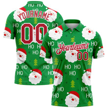 Load image into Gallery viewer, Custom Kelly Green Red-White 3D Christmas Santa Claus Performance Golf Polo Shirt