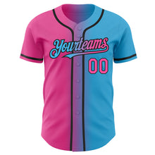 Load image into Gallery viewer, Custom Sky Blue Pink-Black Authentic Gradient Fashion Baseball Jersey