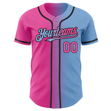 Load image into Gallery viewer, Custom Light Blue Pink-Black Authentic Gradient Fashion Baseball Jersey