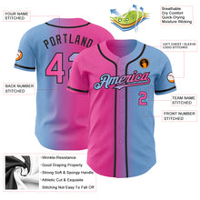 Load image into Gallery viewer, Custom Light Blue Pink-Black Authentic Gradient Fashion Baseball Jersey