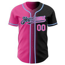 Load image into Gallery viewer, Custom Black Pink-Light Blue Authentic Gradient Fashion Baseball Jersey