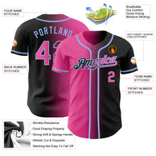 Load image into Gallery viewer, Custom Black Pink-Light Blue Authentic Gradient Fashion Baseball Jersey