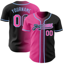 Load image into Gallery viewer, Custom Black Pink-Light Blue Authentic Gradient Fashion Baseball Jersey