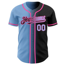 Load image into Gallery viewer, Custom Black Light Blue-Pink Authentic Gradient Fashion Baseball Jersey