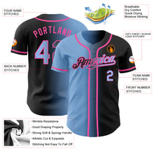Load image into Gallery viewer, Custom Black Light Blue-Pink Authentic Gradient Fashion Baseball Jersey