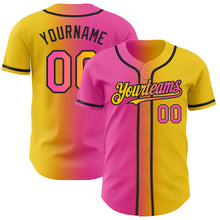 Load image into Gallery viewer, Custom Yellow Pink-Black Authentic Gradient Fashion Baseball Jersey