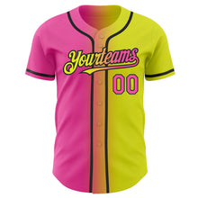Load image into Gallery viewer, Custom Neon Yellow Pink-Black Authentic Gradient Fashion Baseball Jersey