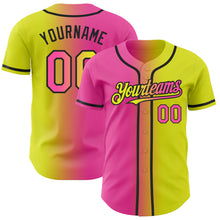 Load image into Gallery viewer, Custom Neon Yellow Pink-Black Authentic Gradient Fashion Baseball Jersey