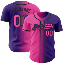 Load image into Gallery viewer, Custom Purple Pink-Black Authentic Gradient Fashion Baseball Jersey