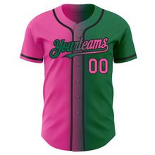 Load image into Gallery viewer, Custom Kelly Green Pink-Black Authentic Gradient Fashion Baseball Jersey