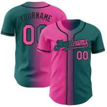 Load image into Gallery viewer, Custom Teal Pink-Black Authentic Gradient Fashion Baseball Jersey