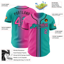 Load image into Gallery viewer, Custom Aqua Pink-Black Authentic Gradient Fashion Baseball Jersey