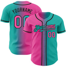 Load image into Gallery viewer, Custom Aqua Pink-Black Authentic Gradient Fashion Baseball Jersey